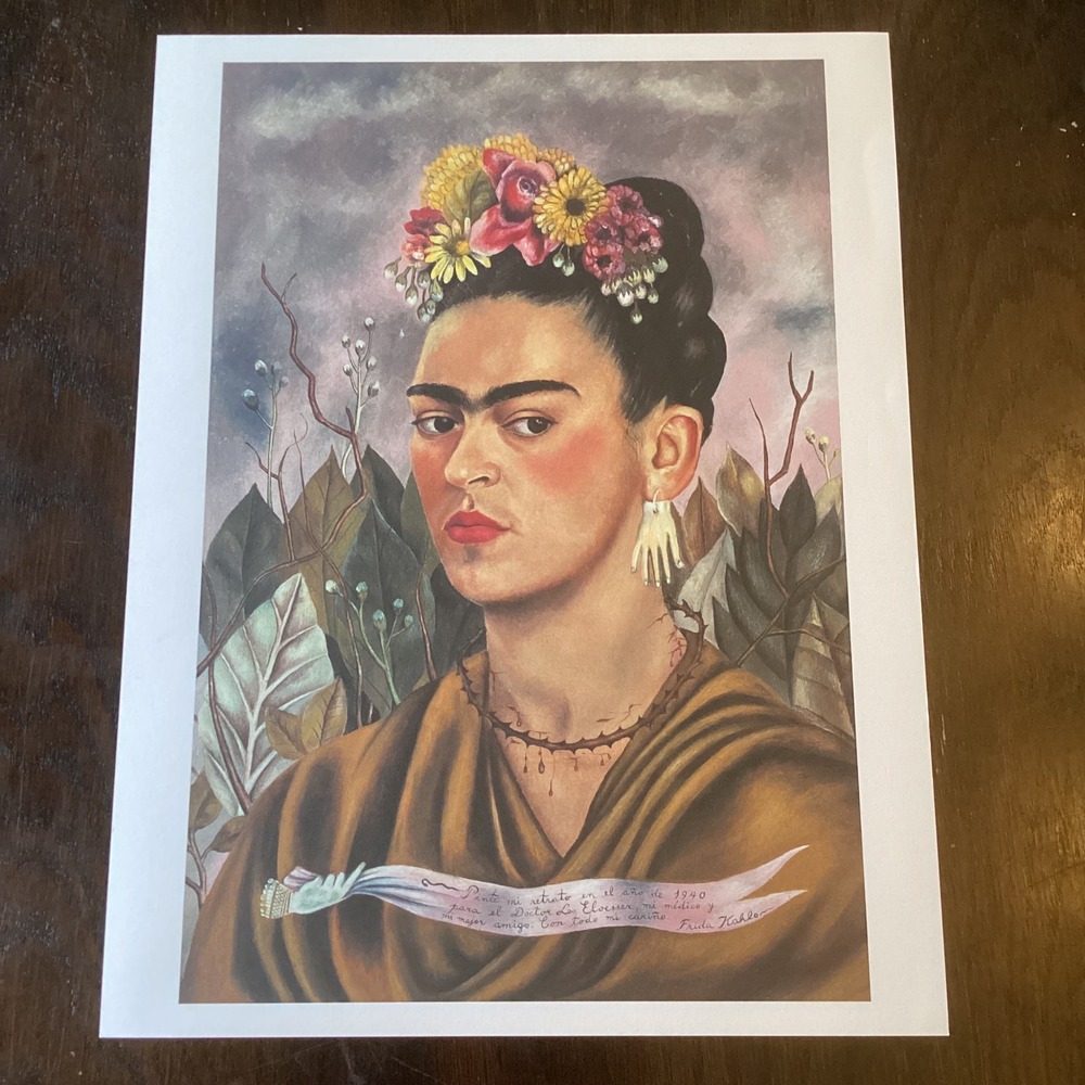 Frida Kahlo Self-Portrait Dedicated to Dr. Eloesser 1940 Taschen Art Print 10x13